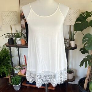 Altar’d State White Thick Lace Trim Tank Layering Top S